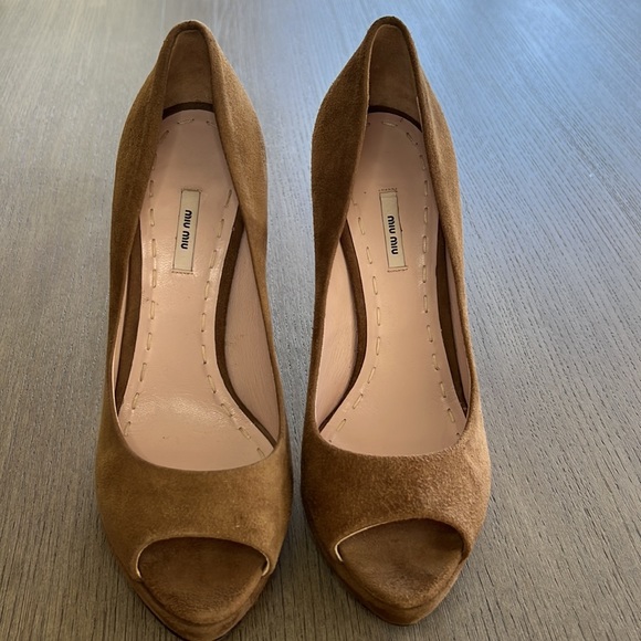 Miu Miu peep-Toe Suede Pumps - Picture 5 of 6
